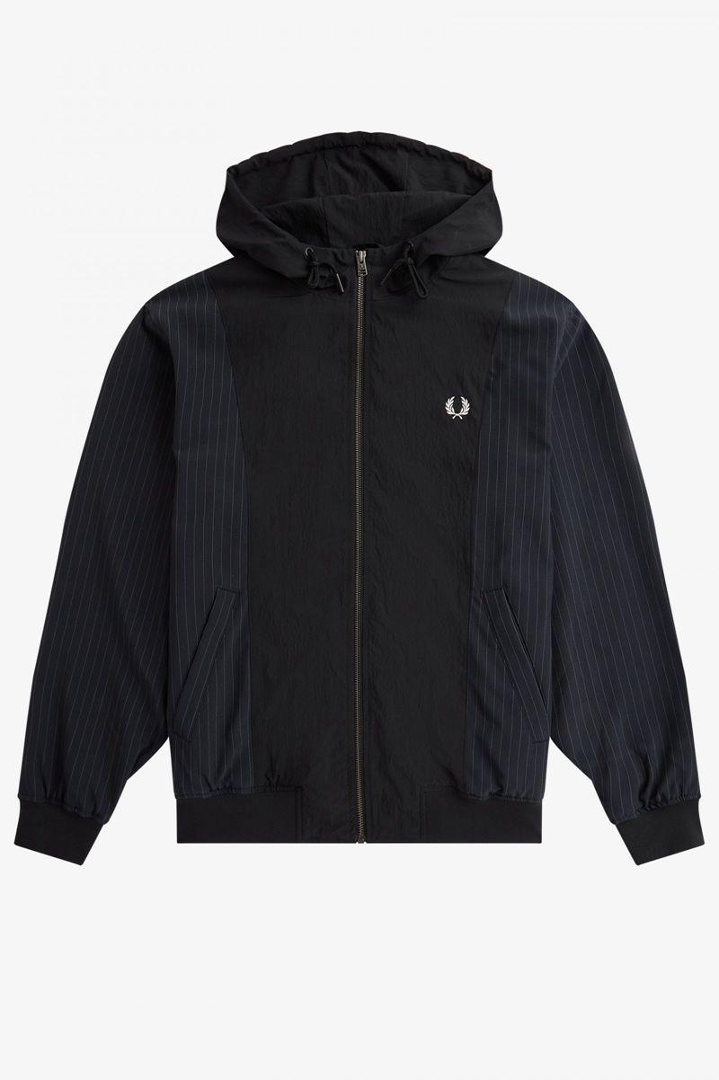 Navy Fred Perry Pinstripe Panel Woven Track Men's Jackets | PH 1229OKIR